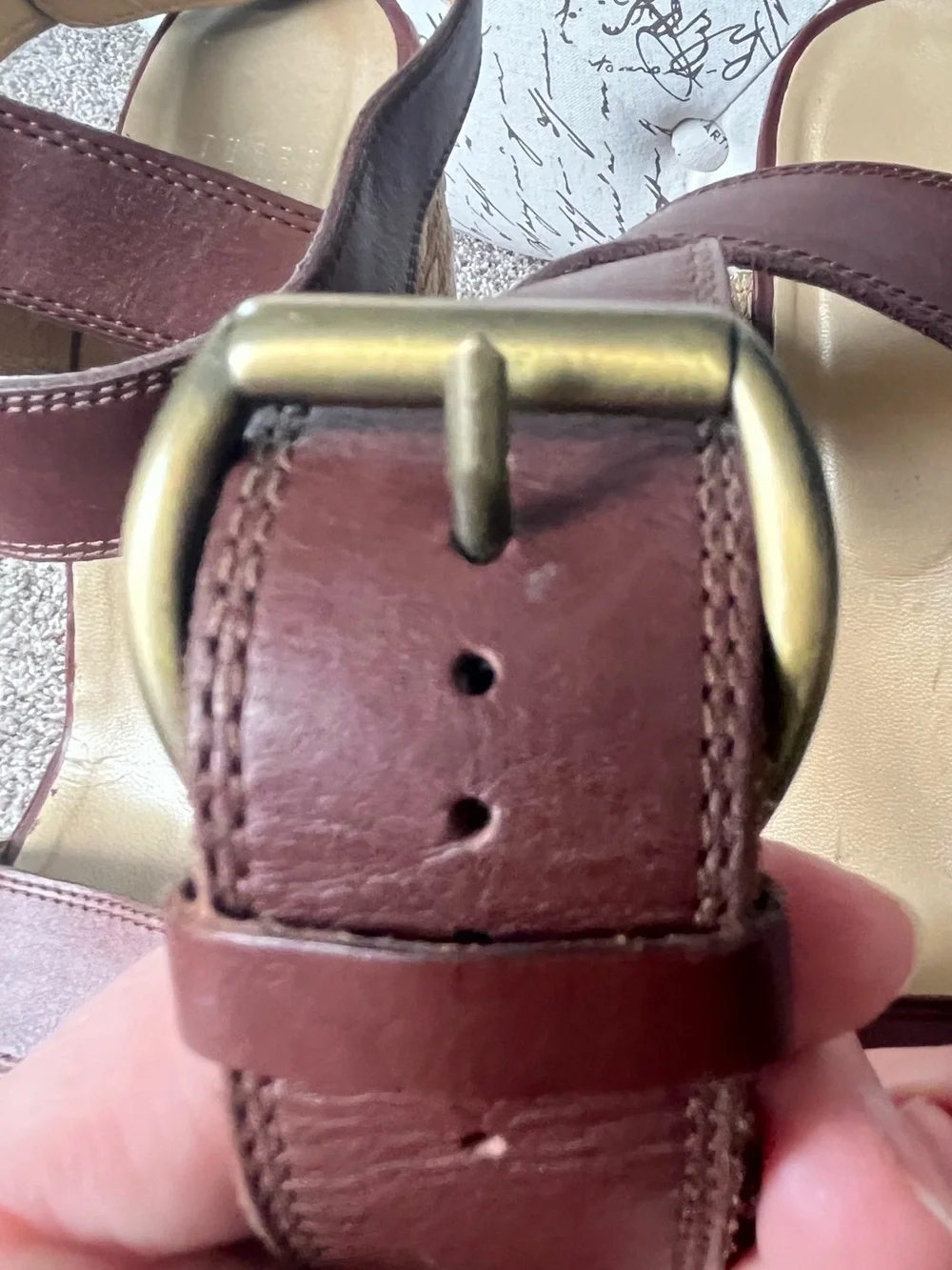 Stuart Weitzman Cognac Brown Leather Espadrille Wedge Sandals. Size 11 - Picture 9 of 16
